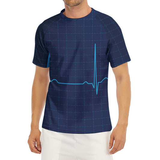 Heartbeat Electrocardiogram Print Men's Short Sleeve Rash Guard
