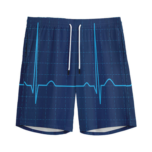 Heartbeat Electrocardiogram Print Men's Sports Shorts