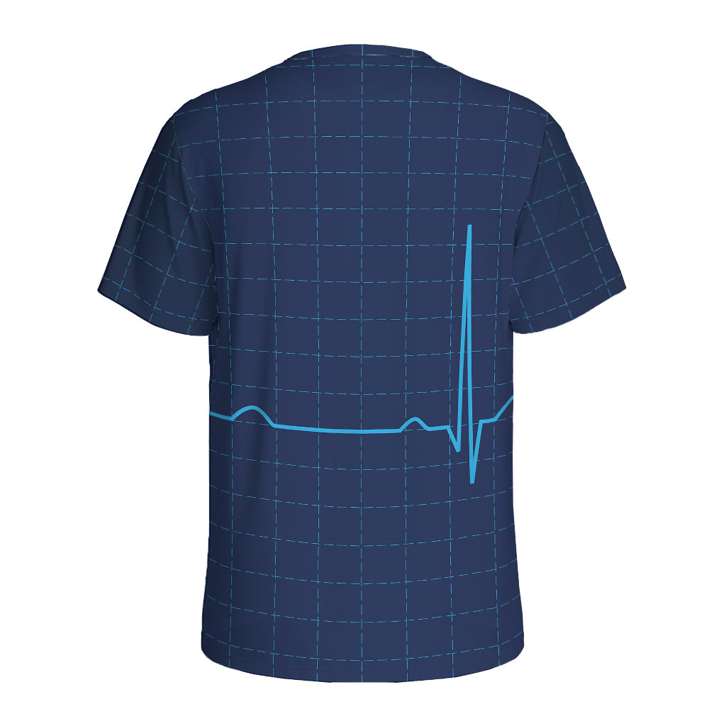 Heartbeat Electrocardiogram Print Men's Sports T-Shirt