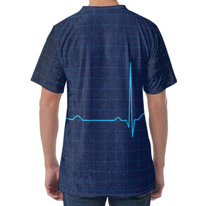 Heartbeat Electrocardiogram Print Men's Velvet T-Shirt
