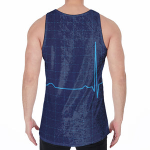 Heartbeat Electrocardiogram Print Men's Velvet Tank Top