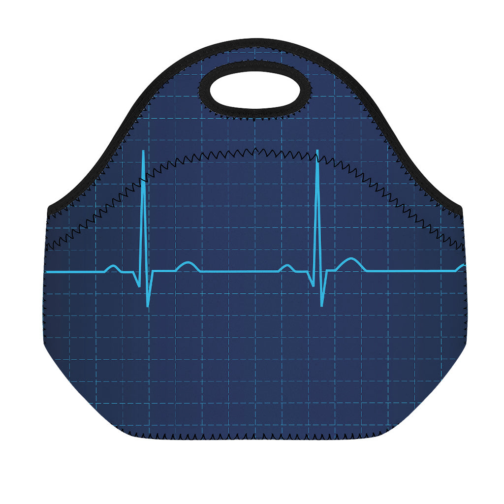 Heartbeat Electrocardiogram Print Neoprene Lunch Bag