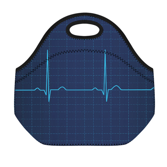 Heartbeat Electrocardiogram Print Neoprene Lunch Bag