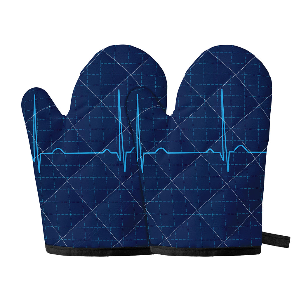 Heartbeat Electrocardiogram Print Oven Mitts
