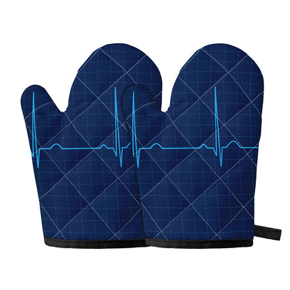 Heartbeat Electrocardiogram Print Oven Mitts