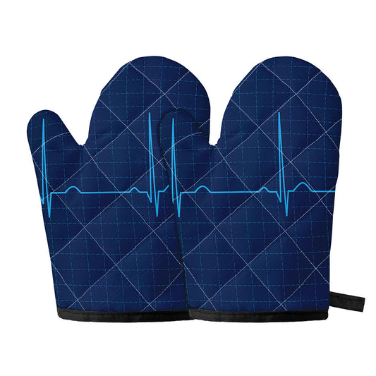 Heartbeat Electrocardiogram Print Oven Mitts