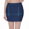 Heartbeat Electrocardiogram Print Pencil Mini Skirt