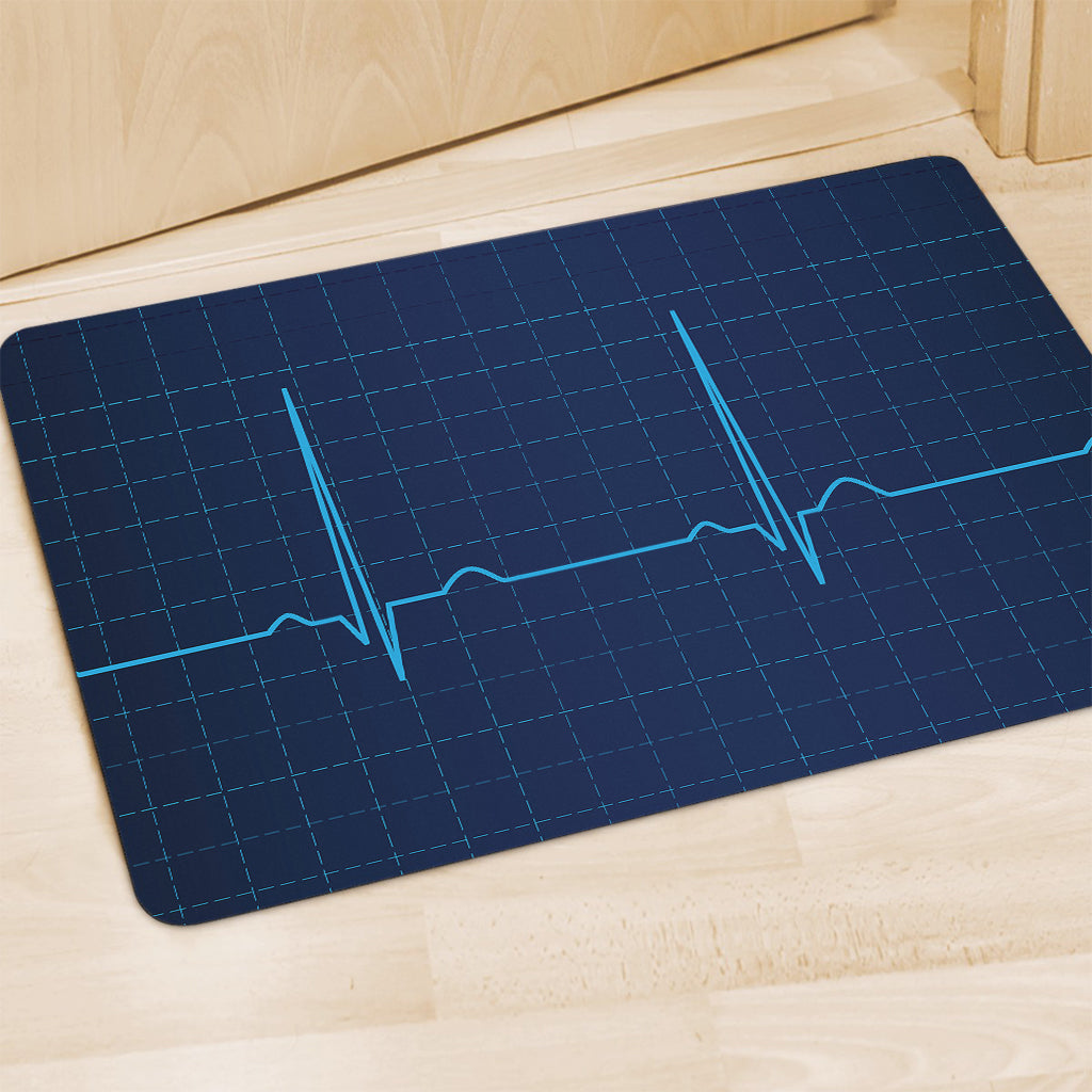 Heartbeat Electrocardiogram Print Polyester Doormat