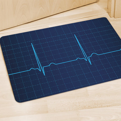 Heartbeat Electrocardiogram Print Polyester Doormat