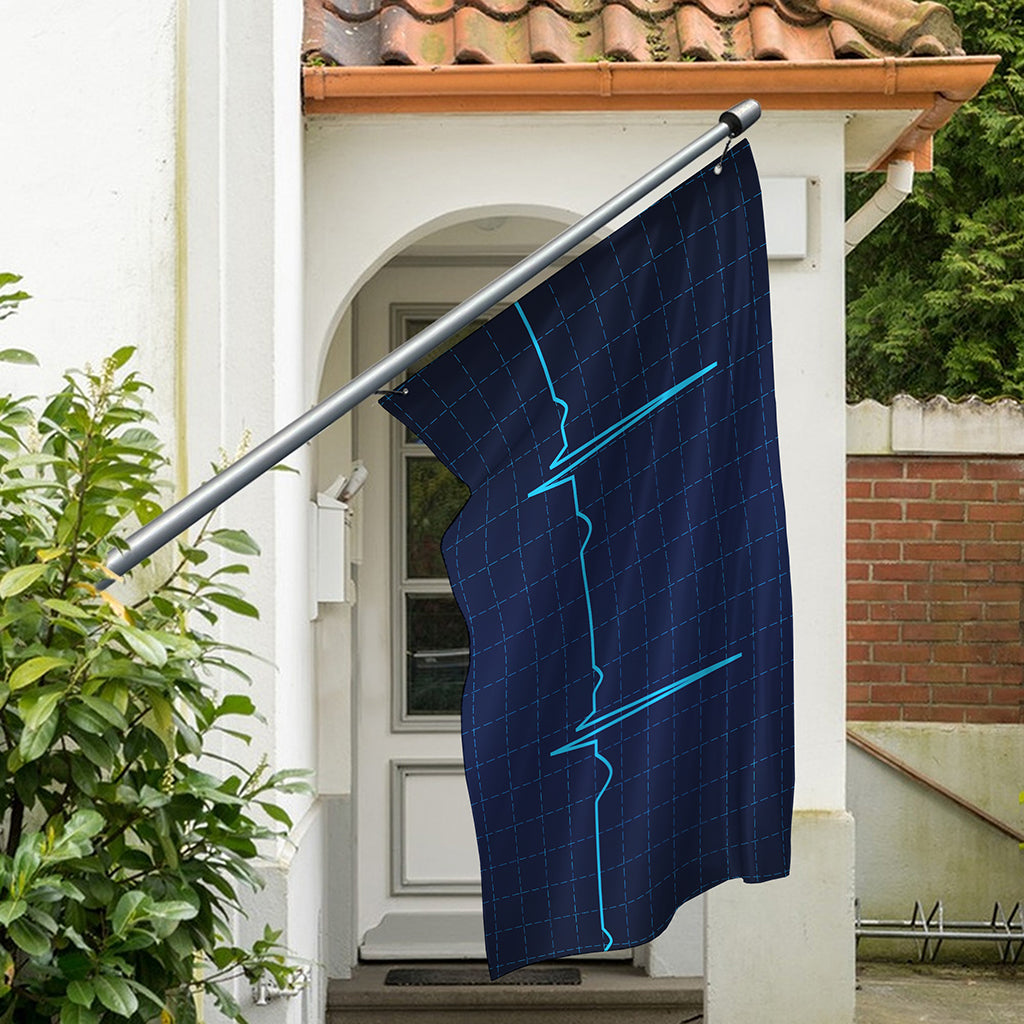 Heartbeat Electrocardiogram Print Polyester Flag