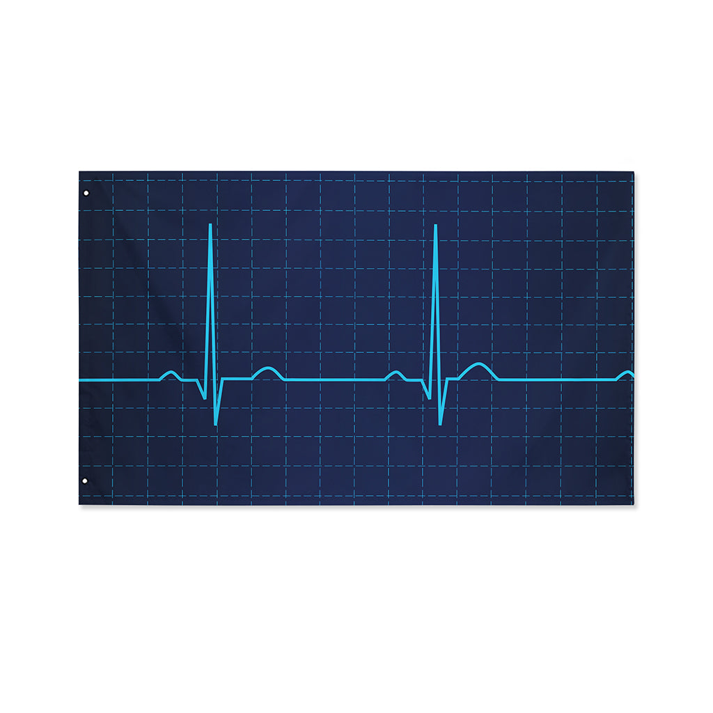 Heartbeat Electrocardiogram Print Polyester Flag