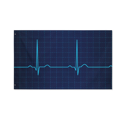 Heartbeat Electrocardiogram Print Polyester Flag