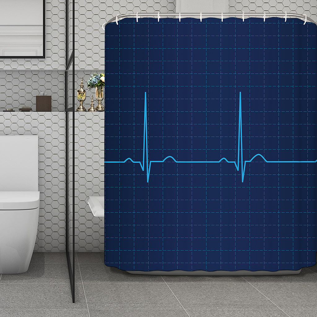 Heartbeat Electrocardiogram Print Polyester Shower Curtain