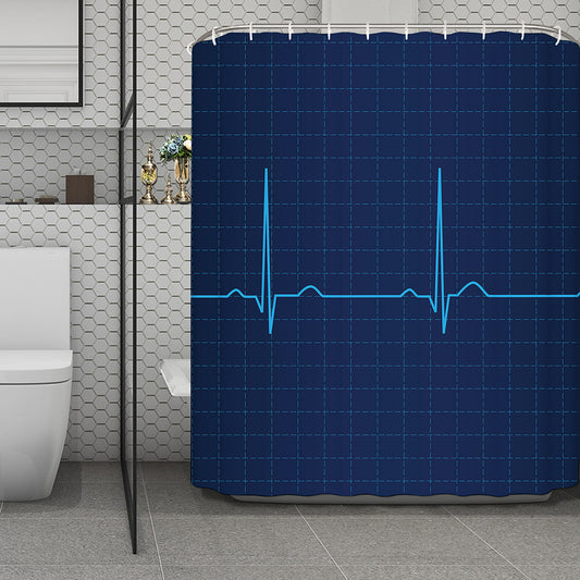 Heartbeat Electrocardiogram Print Polyester Shower Curtain