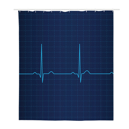 Heartbeat Electrocardiogram Print Polyester Shower Curtain