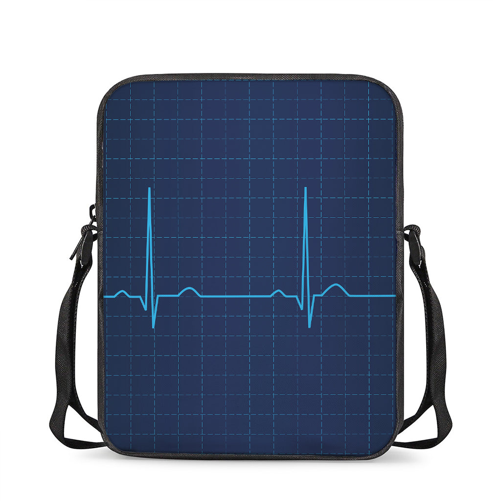 Heartbeat Electrocardiogram Print Rectangular Crossbody Bag