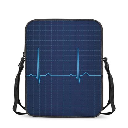 Heartbeat Electrocardiogram Print Rectangular Crossbody Bag