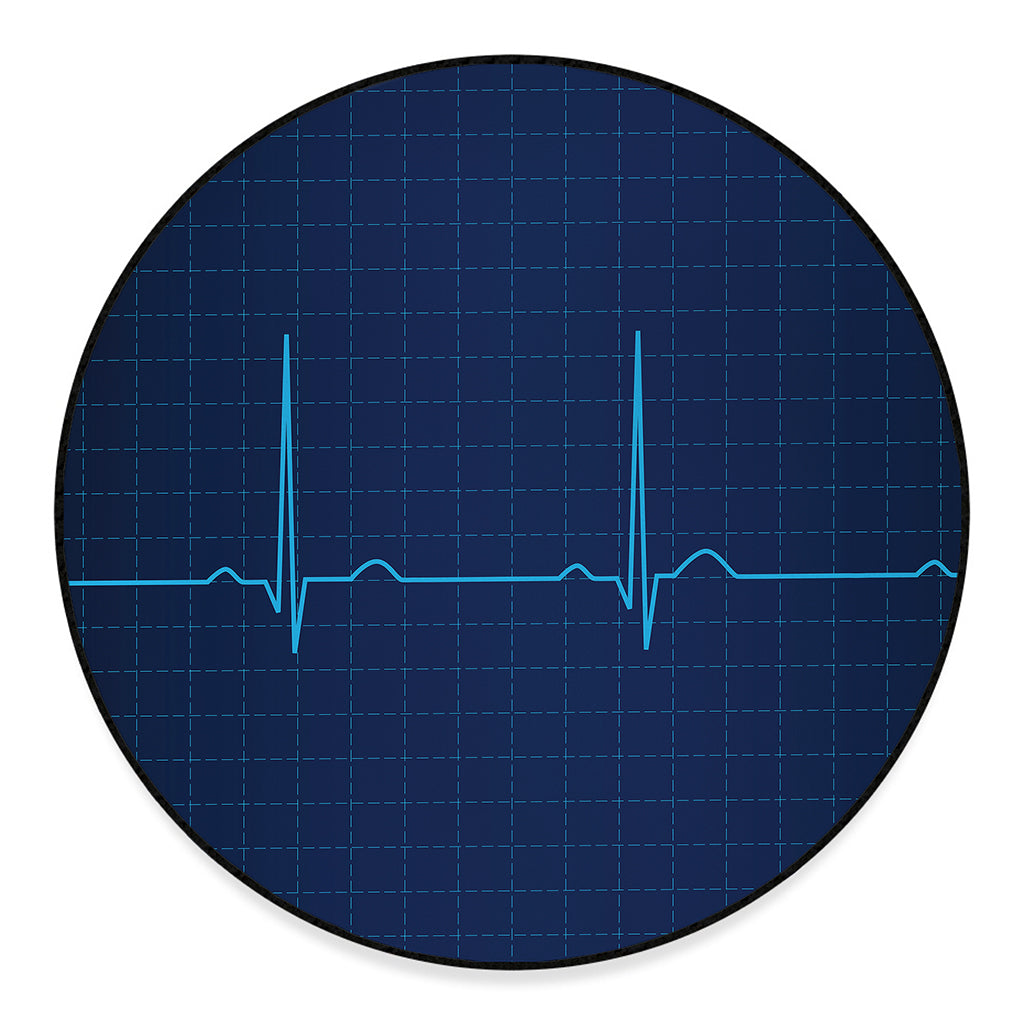 Heartbeat Electrocardiogram Print Round Floor Mat