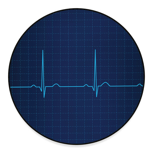 Heartbeat Electrocardiogram Print Round Floor Mat