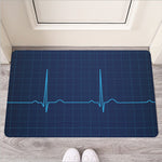 Heartbeat Electrocardiogram Print Rubber Doormat