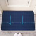 Heartbeat Electrocardiogram Print Rubber Doormat