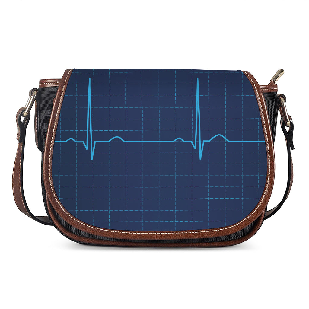 Heartbeat Electrocardiogram Print Saddle Bag