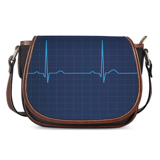 Heartbeat Electrocardiogram Print Saddle Bag