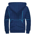 Heartbeat Electrocardiogram Print Sherpa Lined Zip Up Hoodie