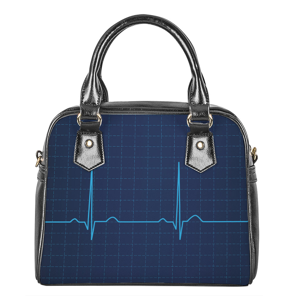 Heartbeat Electrocardiogram Print Shoulder Handbag