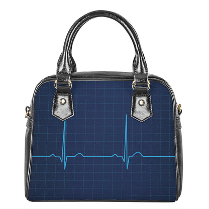 Heartbeat Electrocardiogram Print Shoulder Handbag