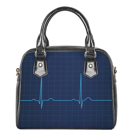 Heartbeat Electrocardiogram Print Shoulder Handbag