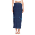 Heartbeat Electrocardiogram Print Side Slit Maxi Skirt