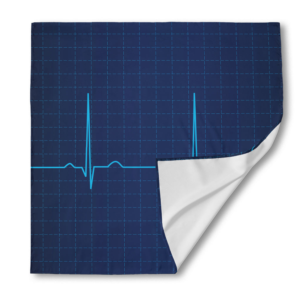 Heartbeat Electrocardiogram Print Silk Bandana