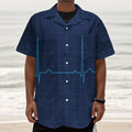 Heartbeat Electrocardiogram Print Textured Short Sleeve Shirt