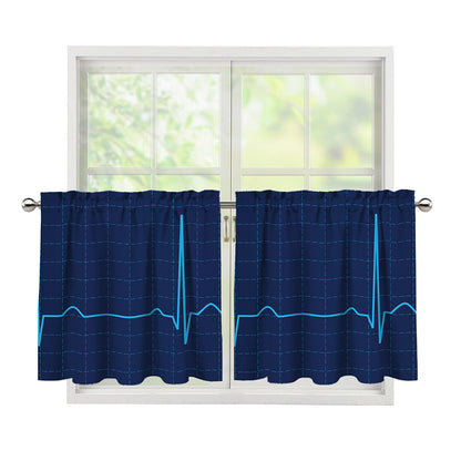 Heartbeat Electrocardiogram Print Tier Curtains