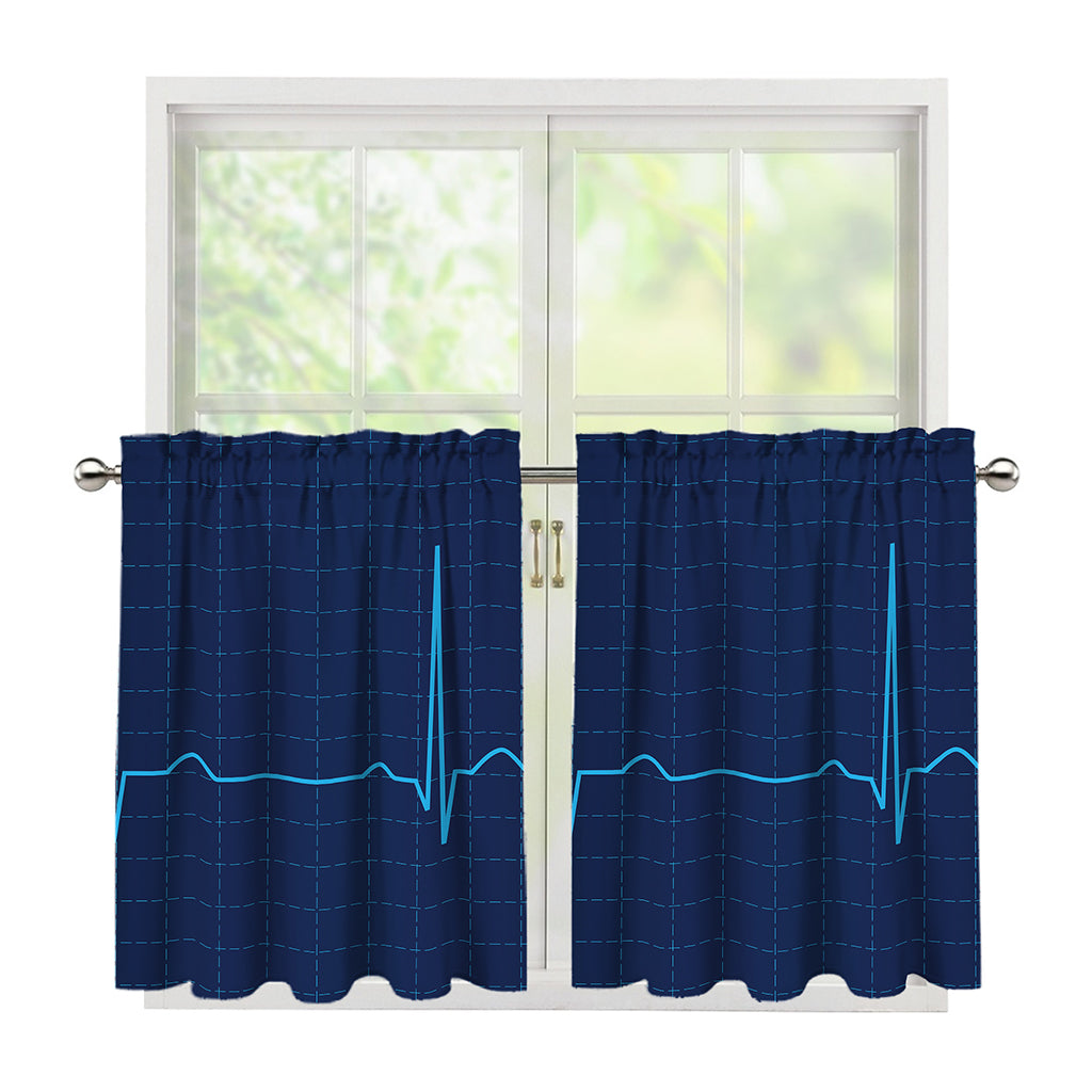 Heartbeat Electrocardiogram Print Tier Curtains