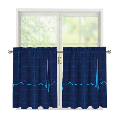 Heartbeat Electrocardiogram Print Tier Curtains