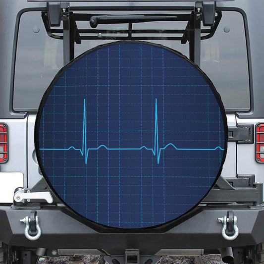 Heartbeat Electrocardiogram Print Tire Cover