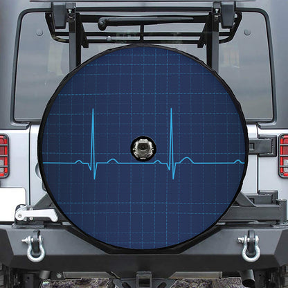 Heartbeat Electrocardiogram Print Tire Cover With Camera Hole