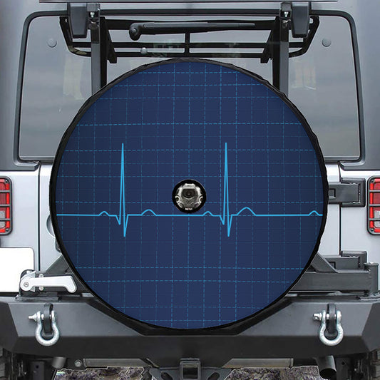 Heartbeat Electrocardiogram Print Tire Cover With Camera Hole