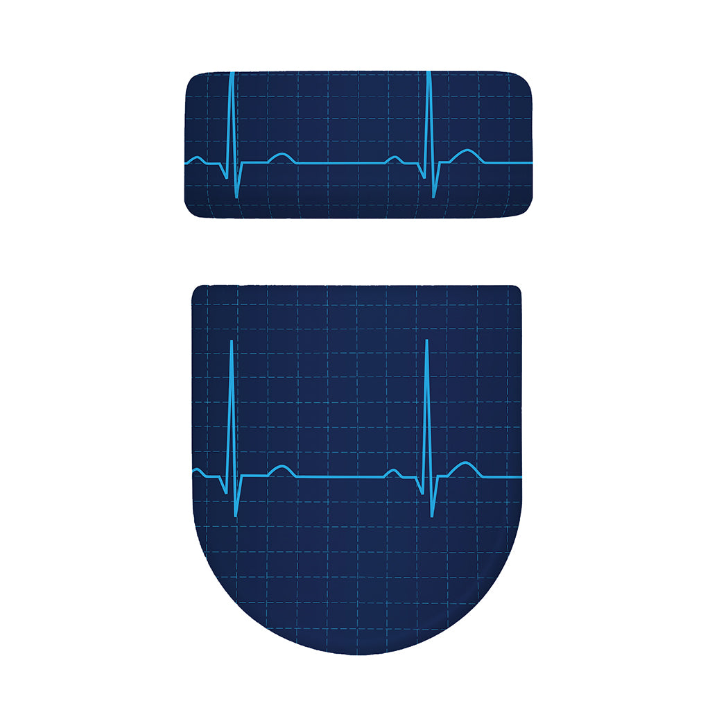 Heartbeat Electrocardiogram Print Toilet Lid And Tank Cover Set