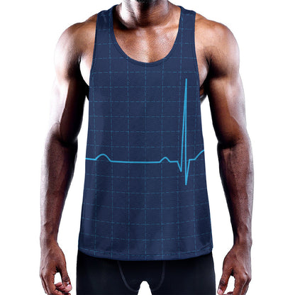 Heartbeat Electrocardiogram Print Training Tank Top