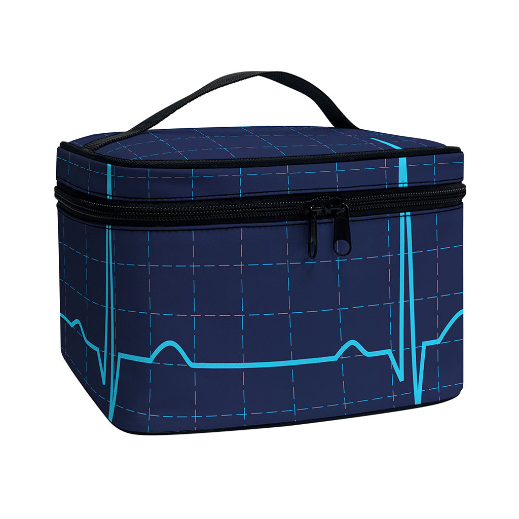 Heartbeat Electrocardiogram Print Travel Makeup Bag