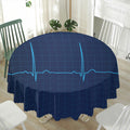 Heartbeat Electrocardiogram Print Waterproof Round Tablecloth