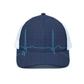 Heartbeat Electrocardiogram Print White Mesh Trucker Hat