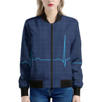 Heartbeat Electrocardiogram Print Women's Bomber Jacket
