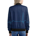 Heartbeat Electrocardiogram Print Women's Bomber Jacket