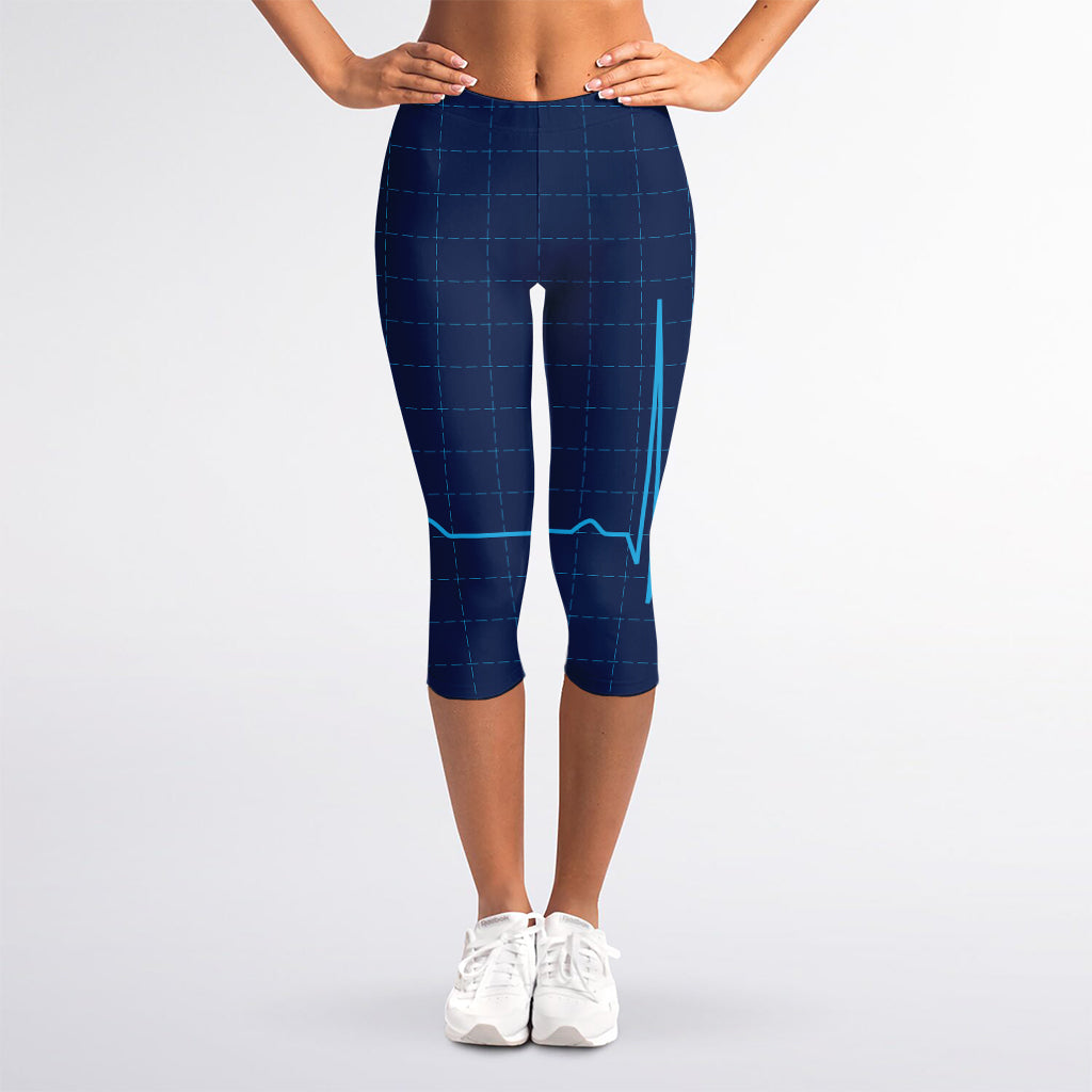 Heartbeat Electrocardiogram Print Women's Capri Leggings