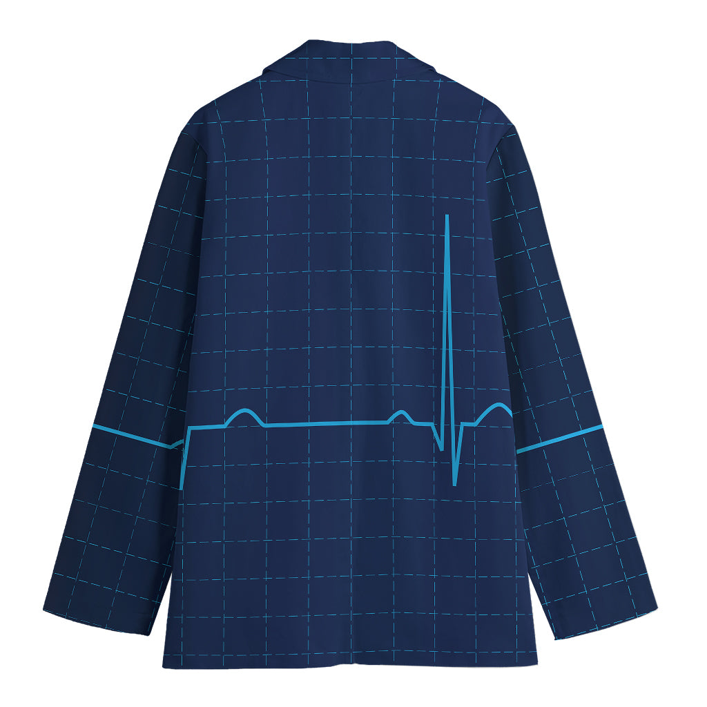 Heartbeat Electrocardiogram Print Women's Cotton Blazer