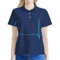 Heartbeat Electrocardiogram Print Women's Polo Shirt